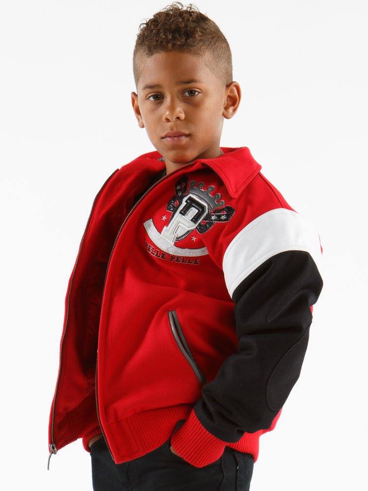 Kids Pelle Pelle King Red Zipper Wool Jacket