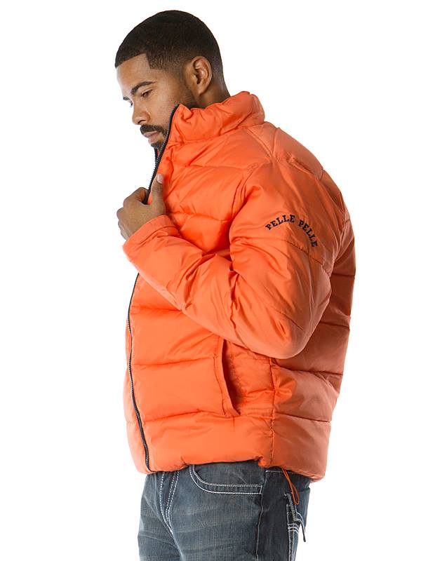 Pelle Pelle Men Orange Puffer Zipper Jacket