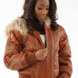 Pelle Pelle Encrusted Brown Stud Jacket view 2