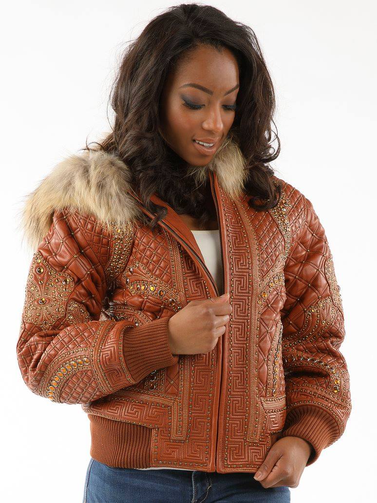 Pelle Pelle Encrusted Brown Stud Jacket