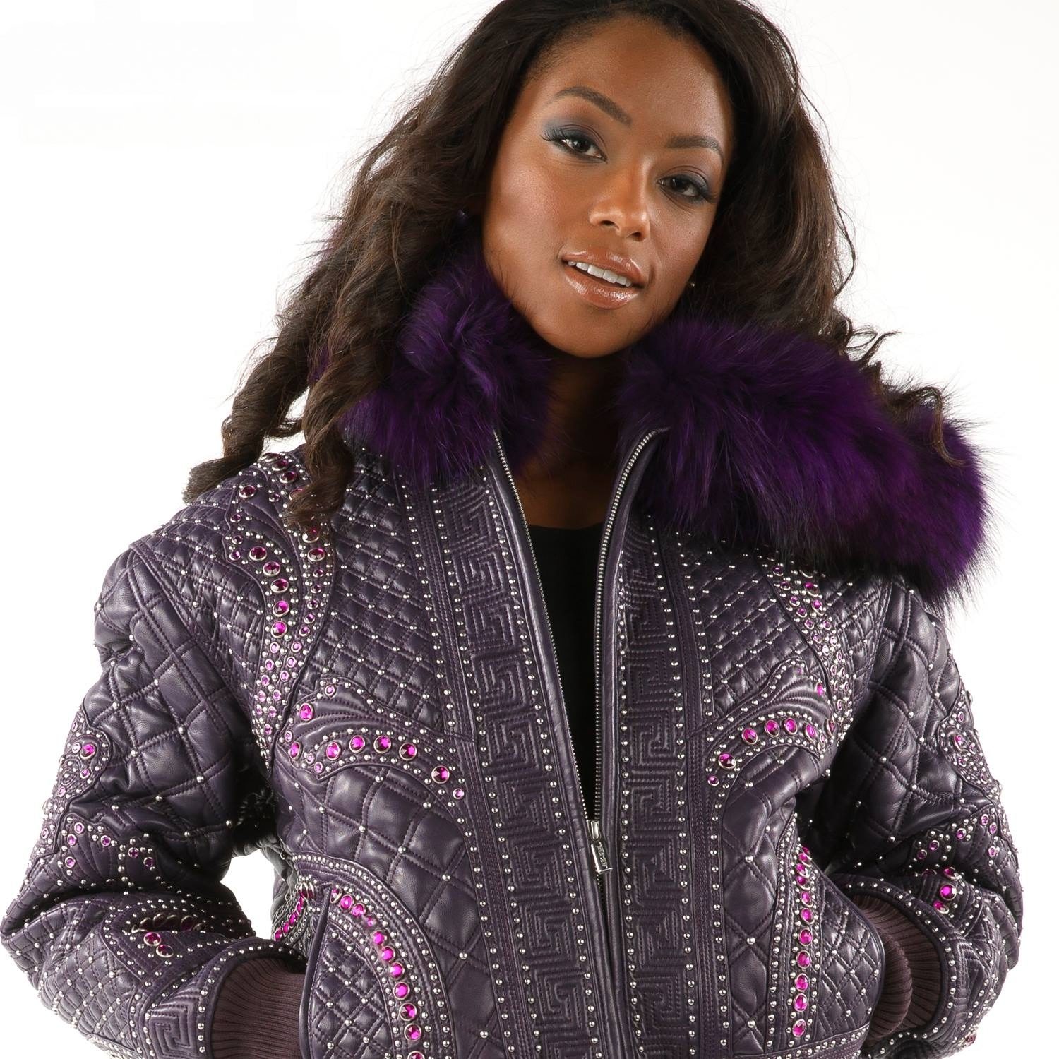 Pelle Pelle Purple Encrusted Stud Jacket