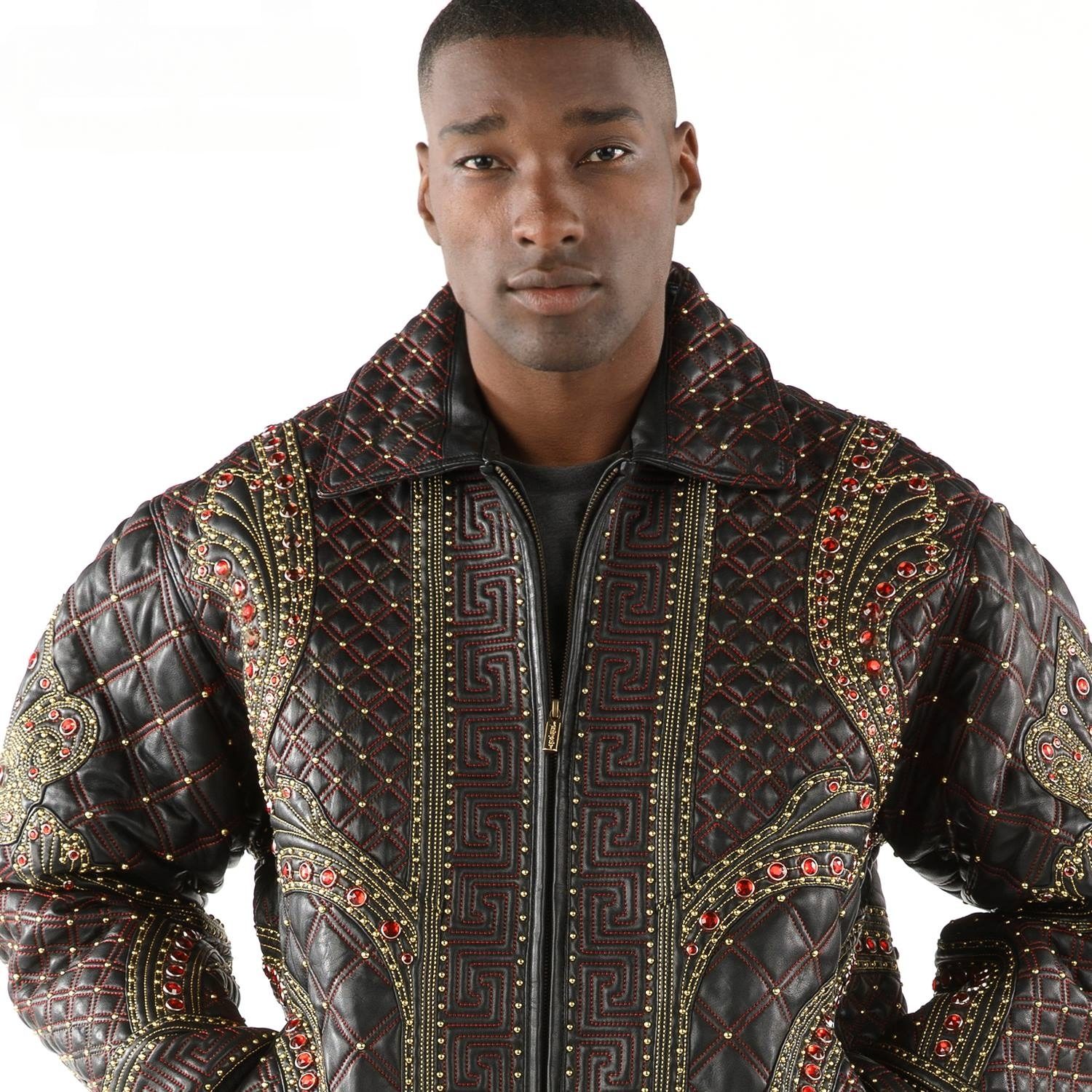 Pelle Pelle Burgundy Rust Burnish Stud Jacket