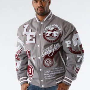 Bold Pelle Pelle Gray Varsity Jacket view 1