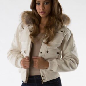 Bold Pelle Pelle White Fur Hooded Jacket