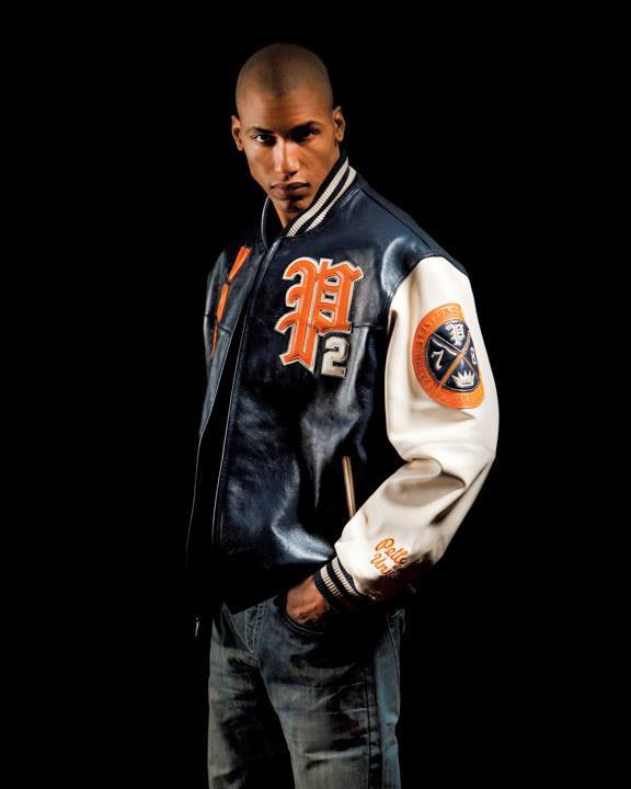 Bold Pelle Pelle Blue Leather Varsity Jacket