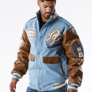 Bold Pelle Pelle Sky Blue Varsity Jacket