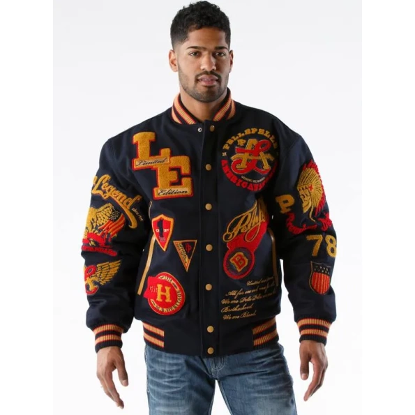 Pelle Pelle Navy Blue Varsity Wool Jacket | Limited Edition view 2