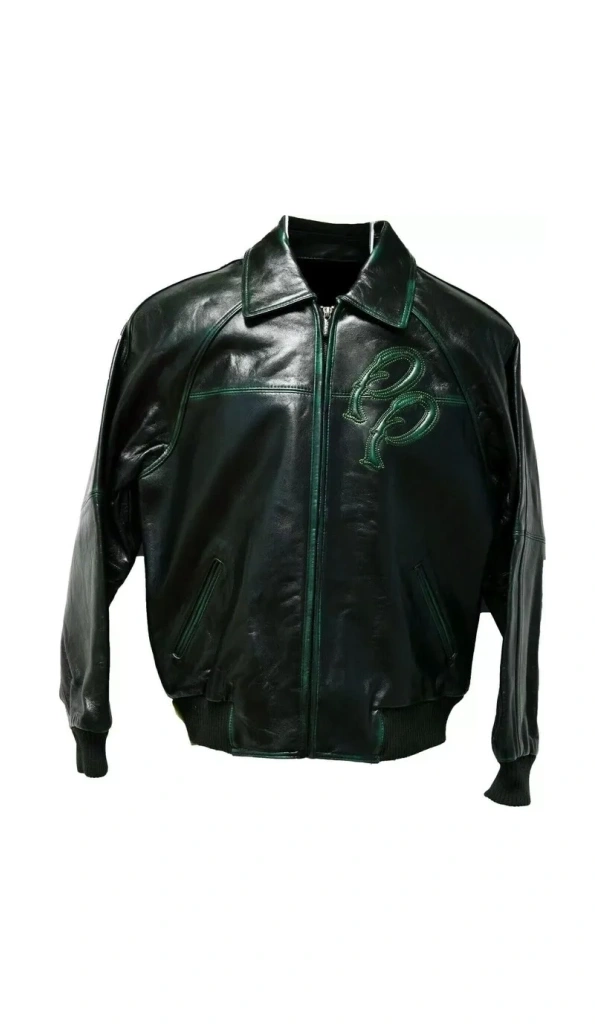 Pelle Pelle Black With Green Stripes Leather Jacket