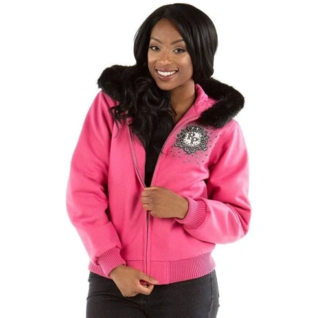 Pelle Pelle Pink Fur Hooded Women Jacket