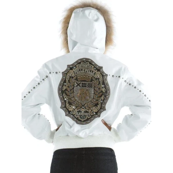 Pelle Pelle MB Emblem White Leather Jacket