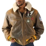 Pelle Pelle Brown Fur Collar Patches Jacket