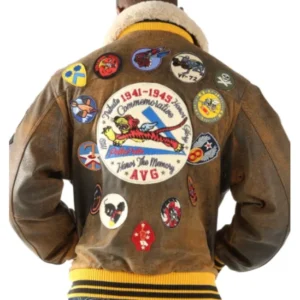 Pelle Pelle Brown Fur Collar Patches Jacket | Leather Jacket view 2