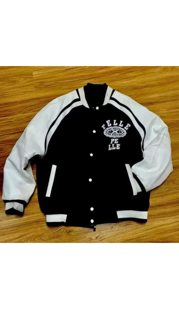 Pelle Pelle Black White Varsity Jacket | Wool Jacket