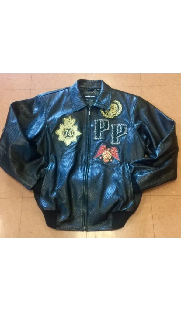 Pelle Pelle Black Plush Cobra Leather Jacket