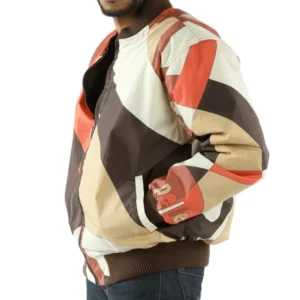 Pelle Pelle Brown Bomber Men Jacket | Abstract Pattern