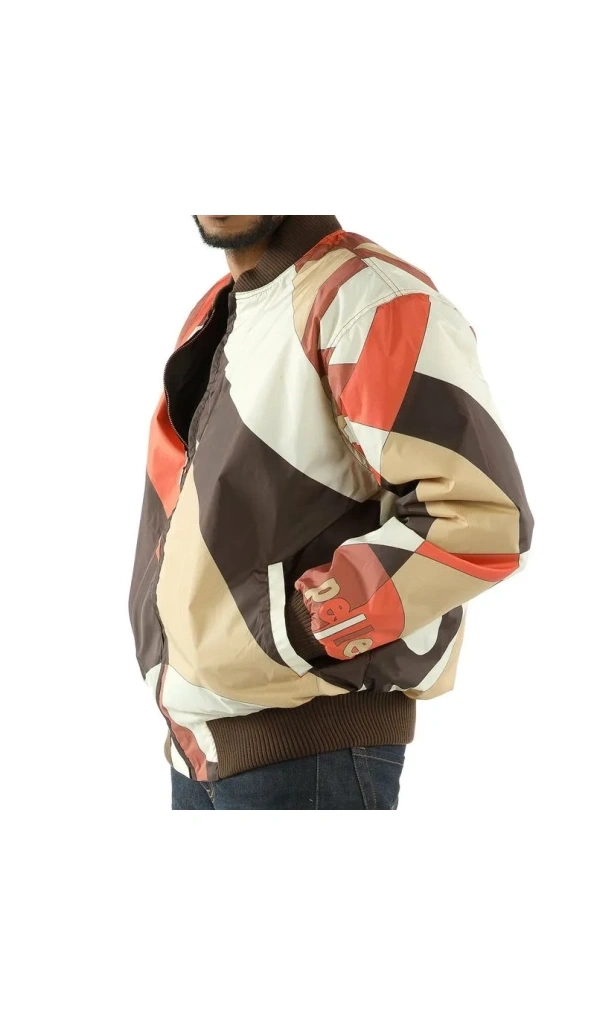 Pelle Pelle Brown Bomber Men Jacket | Abstract Pattern