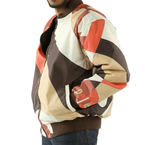 Pelle Pelle Brown Bomber Men Jacket | Abstract Pattern