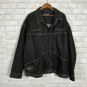 Pelle Pelle Denim Charcoal Black Jacket | Men & Women view 2