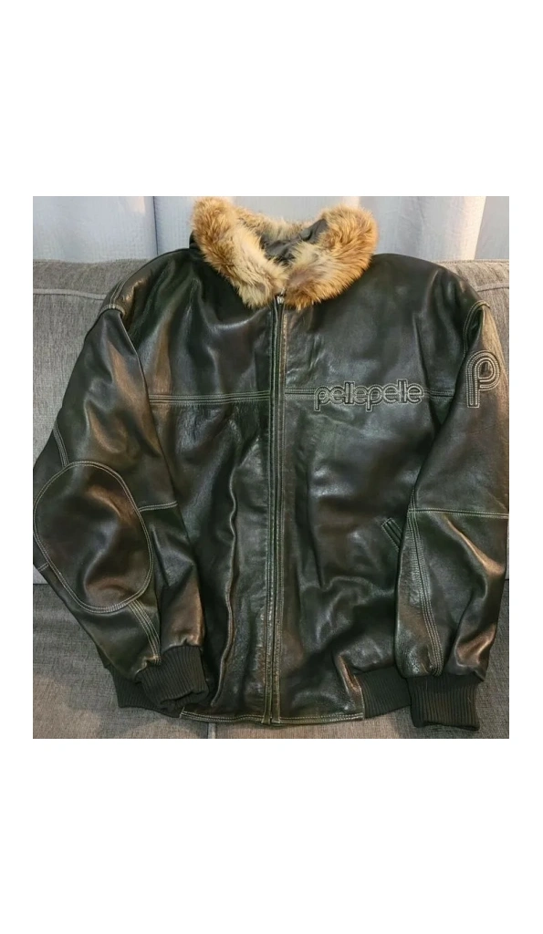 Pelle Pelle Men Black Fur Hooded Jacket | Leather Jacket