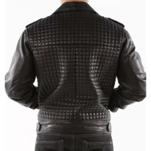Pelle Pelle Men Biker Black Leather Jacket | Encrusted Jacket view 2