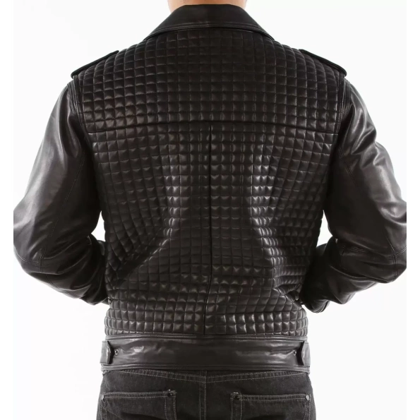 Pelle Pelle Men Biker Black Leather Jacket | Encrusted Jacket view 2