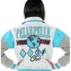 Blue White Soda Club Varsity Leather Jacket