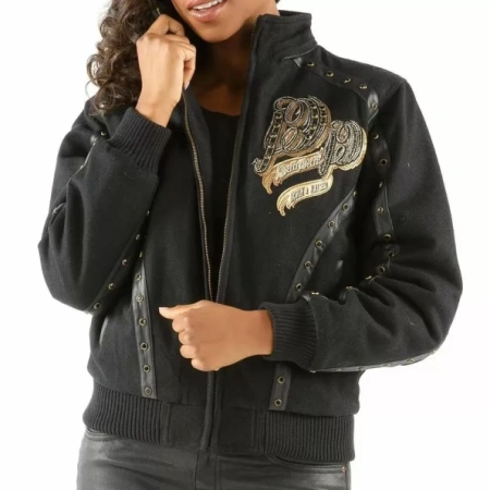 Women Born And Raised Black Fur Hood Jacket