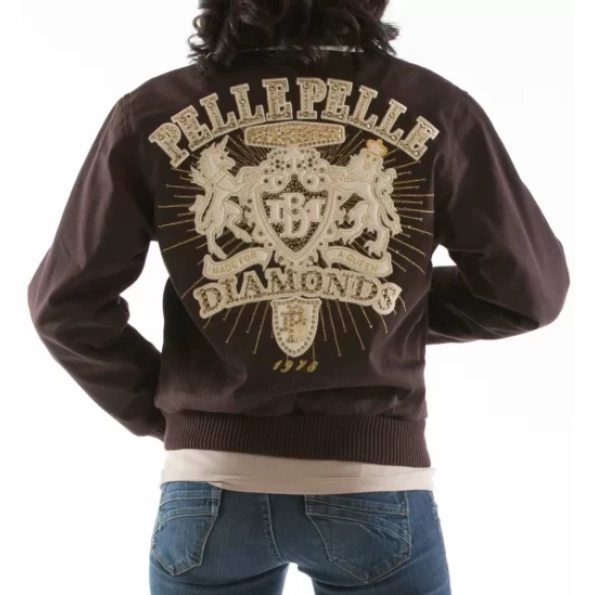 Pelle Pelle Brown MB Diamond Women Wool Jacket view 2