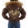 Women Brown Fur Hood MB Wool Jacket