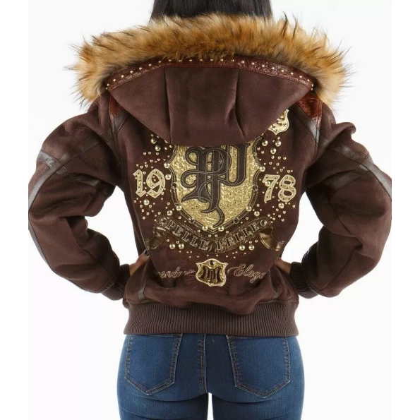 Pelle Pelle Women Brown Fur Hood MB Wool Jacket view 2