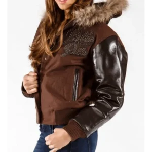 Pelle Pelle Brown 1978 Wool Leather Fur Hood Jacket