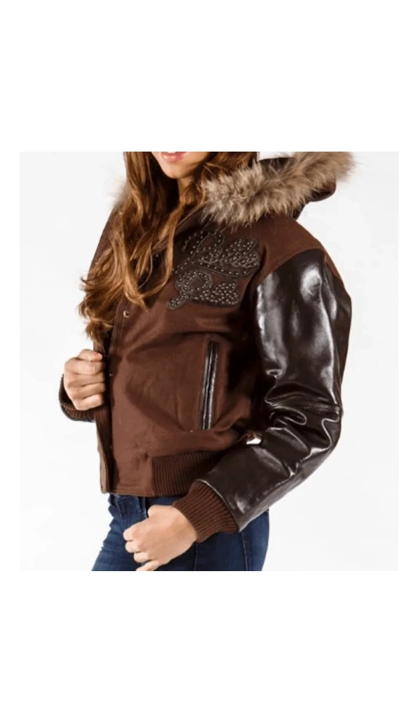 Pelle Pelle Brown 1978 Wool Leather Fur Hood Jacket