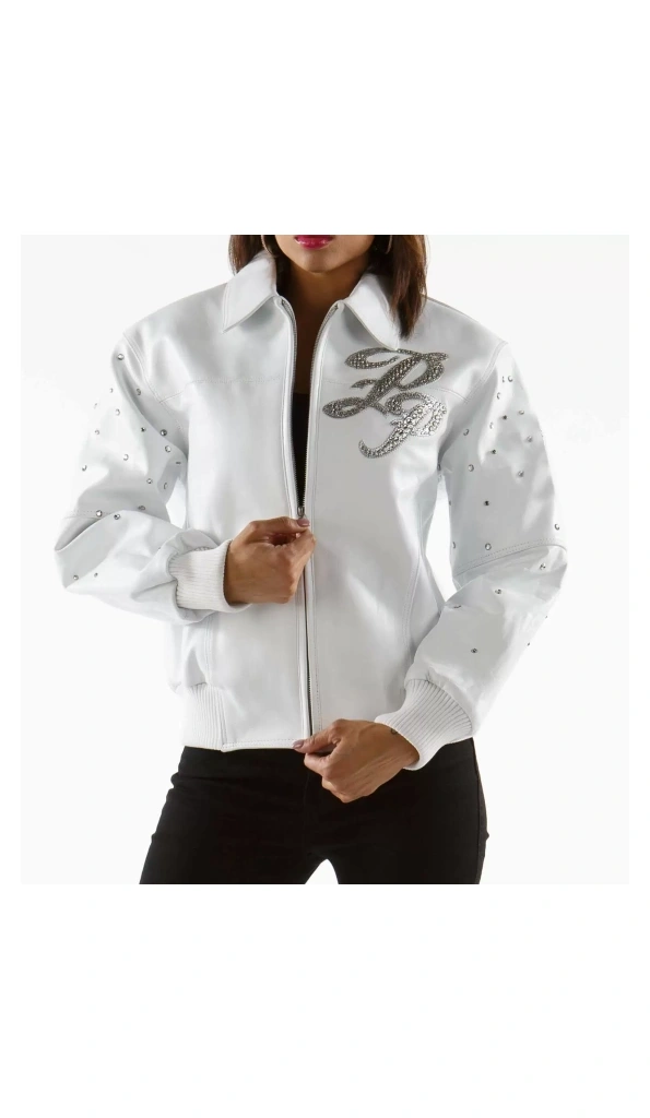 Exclusive Pelle Pelle Women White Studded Jacket | Leather Jacket