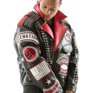 Pelle Pelle Rebel Soul Black Red Stud Jacket | Leather Jacket view 4
