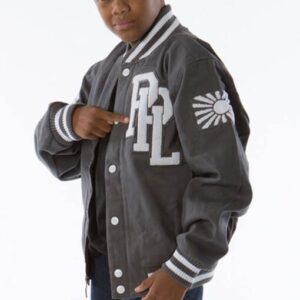 Pelle Pelle Kids Grey Wool Varsity Jacket | 1978 Jacket view 2