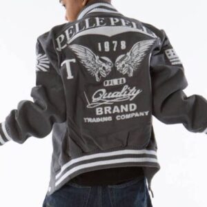 Pelle Pelle Kids Grey Wool Varsity Jacket | 1978 Jacket