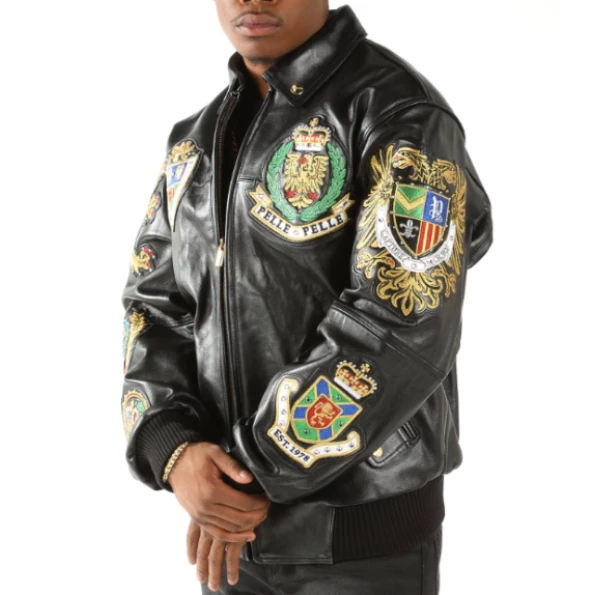 Pelle Pelle Patched Black Leather Jacket | Men Jacket view 4
