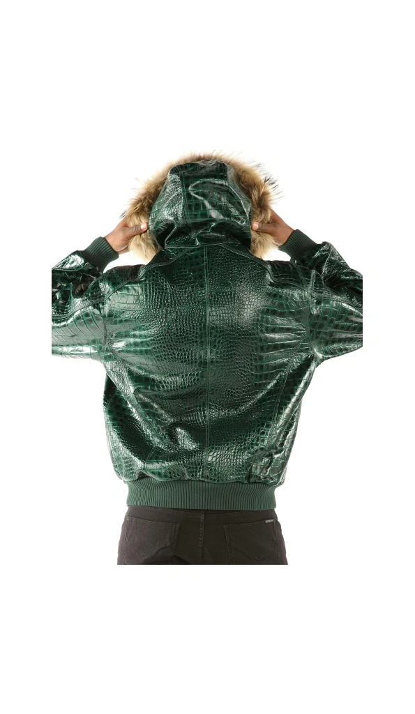 Pelle Pelle Crocodile Leather Men Jacket | Fur Hood
