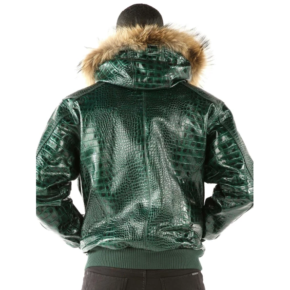 Pelle Pelle Crocodile Leather Men Jacket | Fur Hood view 3