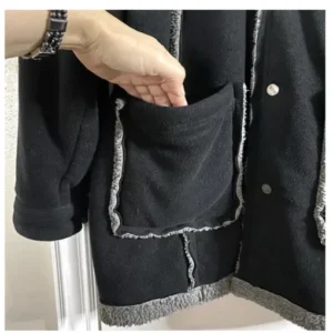Pelle Pelle Marc Buchanan Black Wool Coat | Sherpa Coat view 4