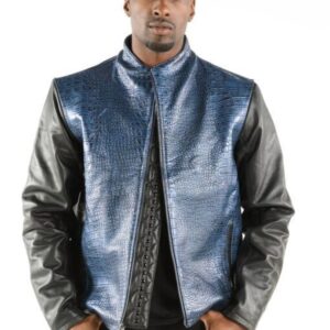 Pelle Pelle Blue China Collar Leather Jacket | Men Jacket