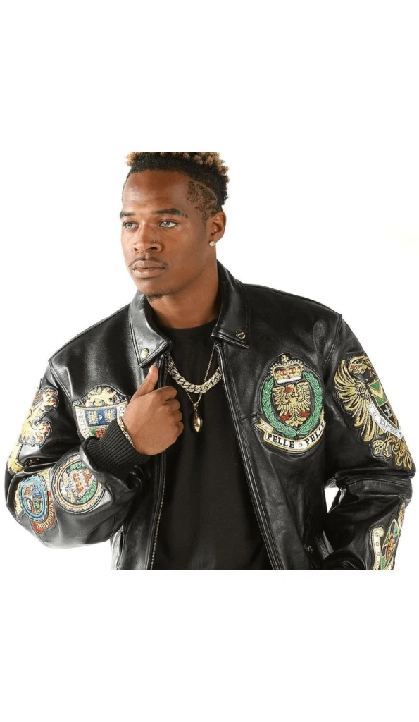 Pelle Pelle Patched Black Leather Jacket | Men Jacket