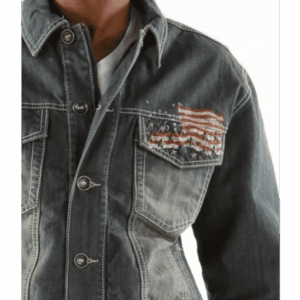 Pelle Pelle American Flag Denim Men Jacket | Grey Jacket