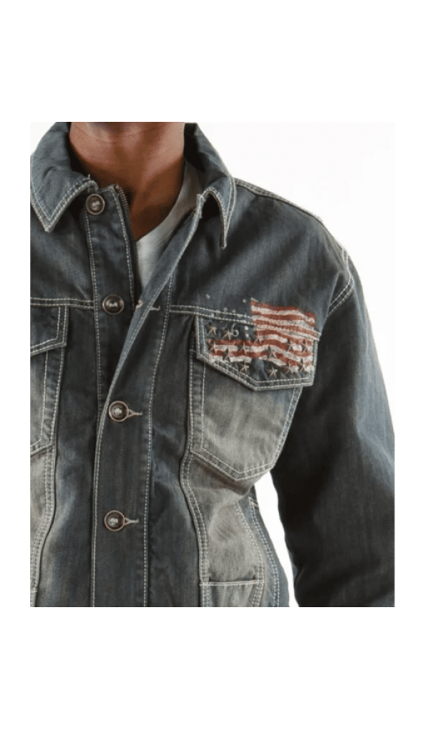 Pelle Pelle American Flag Denim Men Jacket | Grey Jacket