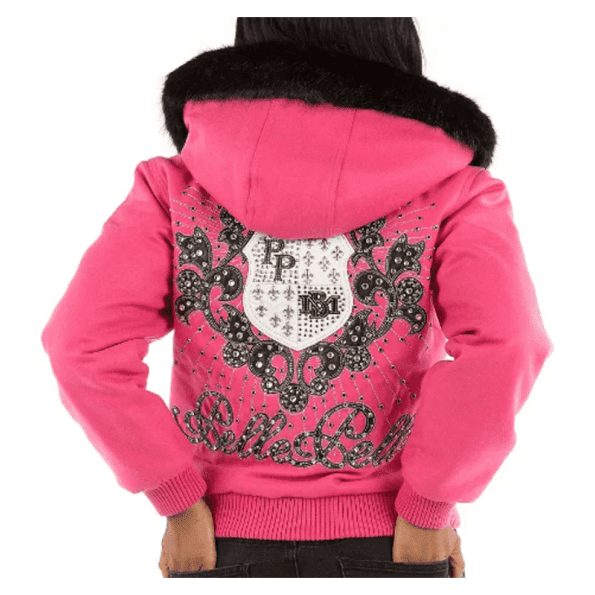 Pelle Pelle Pink Fur Hooded Women Jacket