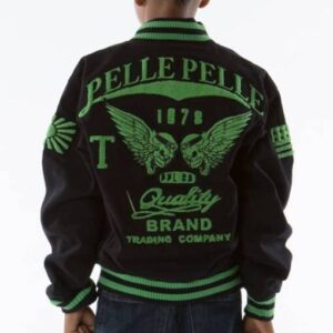 Pelle Pelle Green Black Kids Varsity Jacket | Wool Jacket view 2