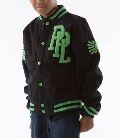 Pelle Pelle Green Black Kids Varsity Jacket