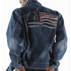 Pelle Pelle Men Denim Blue Jacket | American Flag view 2