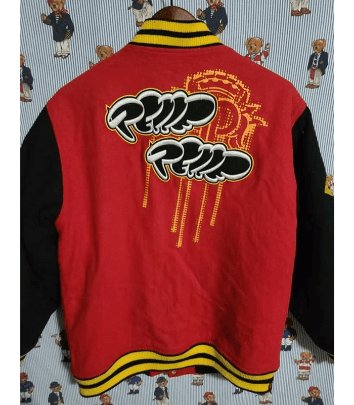 Pelle Pelle Red Black Wool Varsity Jacket