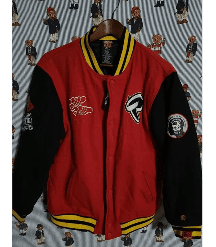 Pelle Pelle Red Black Wool Varsity Jacket